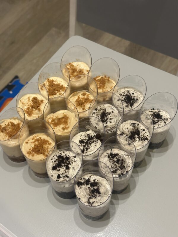 biscoff and Oreo cheesecake shooters